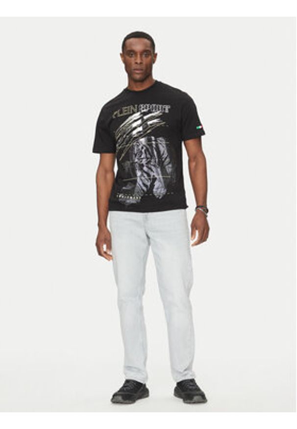 Plein Sport T-Shirt SAEC MTK8006 STE001N Czarny Regular Fit. Kolor: czarny. Materiał: bawełna. Styl: sportowy