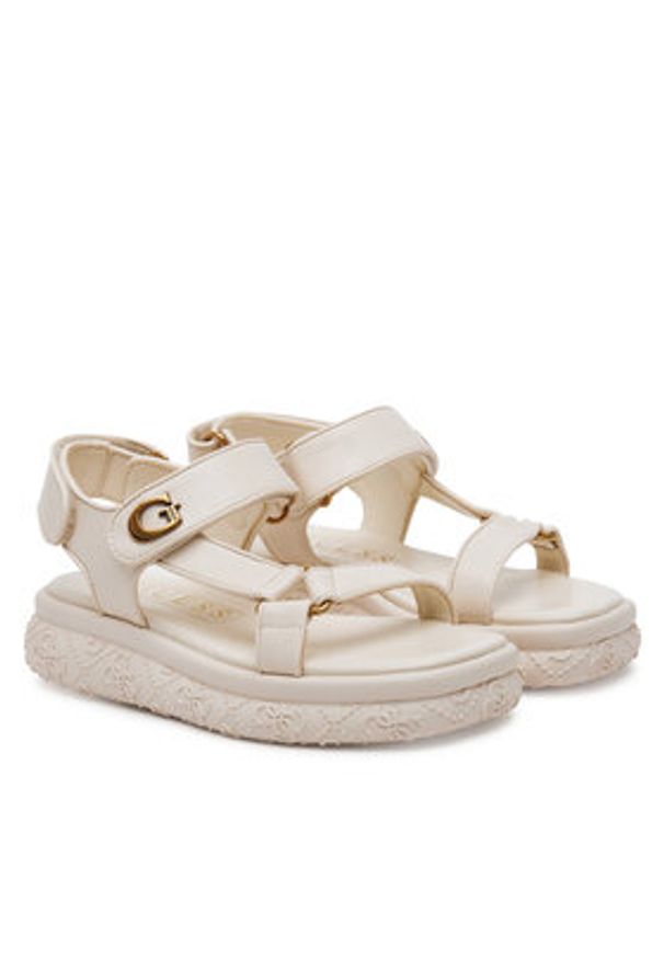 Guess Sandały FLJLAN ELE03 Écru. Materiał: skóra
