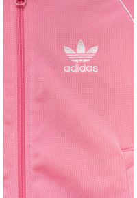 adidas Originals bluza dziecięca kolor różowy z aplikacją. Okazja: na co dzień. Kolor: różowy. Materiał: materiał, dzianina. Długość rękawa: raglanowy rękaw. Wzór: aplikacja. Styl: casual #3