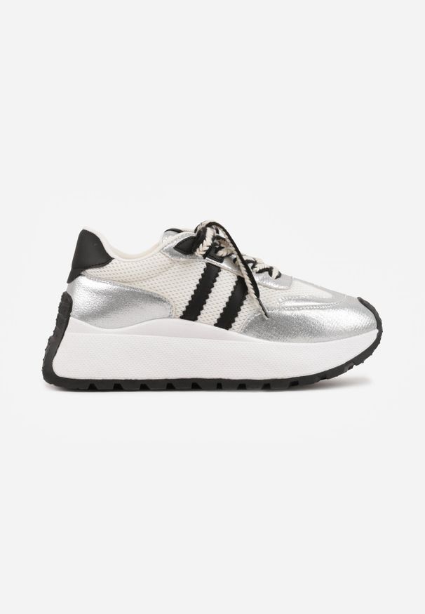 Born2be - Srebrne Sneakersy VICES w Stylu Streetwearowym na Grubej Podeszwie Ilinatea. Okazja: na co dzień. Kolor: srebrny. Materiał: jeans