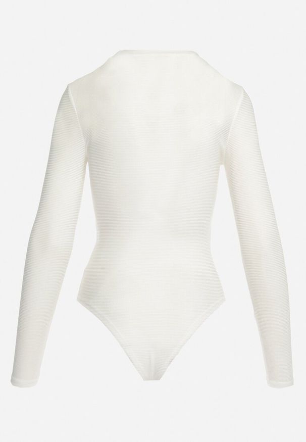 Born2be - Białe Body z Lekkiej Dzianiny z Długimi Rękawami Asnitel. Okazja: na co dzień. Kolor: biały. Materiał: dzianina. Długość rękawa: długi rękaw. Długość: długie. Styl: elegancki, casual