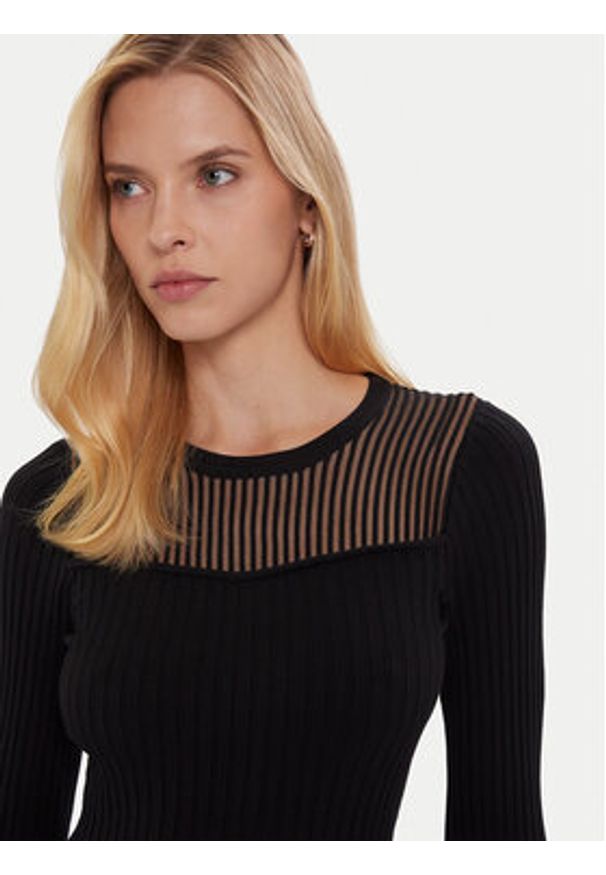 Morgan Sukienka dzianinowa 252-RMAN Czarny Slim Fit. Kolor: czarny. Materiał: wiskoza