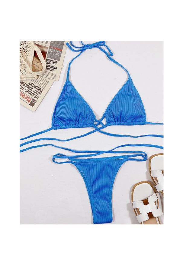 Intica - Dwuczęściowy strój kąpielowy regulowany ze sznureczkami na lato Sylva. Kolor: niebieski. Materiał: materiał