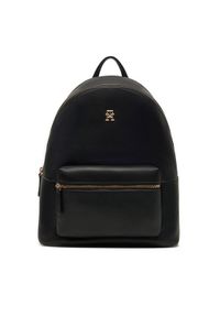 TOMMY HILFIGER - Tommy Hilfiger Plecak Th Logotape Backpack AW0AW17163 Czarny. Kolor: czarny. Materiał: skóra