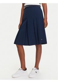 TOMMY HILFIGER - Tommy Hilfiger Spódnica plisowana WW0WW46796 Granatowy Regular Fit. Kolor: niebieski. Materiał: syntetyk