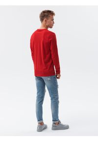 Ombre Clothing - Longsleeve męski bez nadruku L138 - czerwony - XXL. Kolor: czerwony. Materiał: bawełna. Długość rękawa: długi rękaw. Styl: klasyczny #2