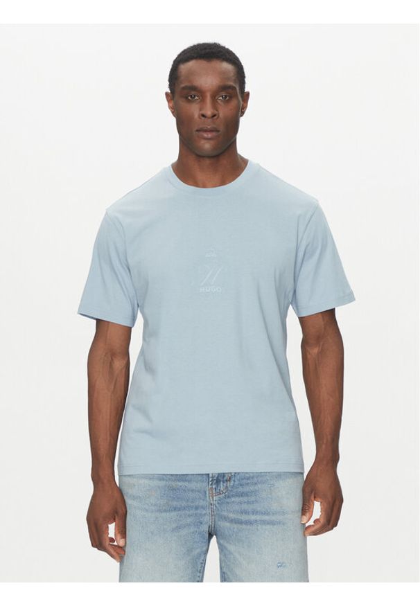 Hugo - HUGO T-Shirt 50538246 Błękitny Regular Fit. Kolor: niebieski. Materiał: bawełna