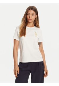 TOMMY HILFIGER - Tommy Hilfiger T-Shirt Gold Crest WW0WW46153 Biały Regular Fit. Kolor: biały. Materiał: bawełna