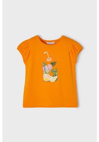 Mayoral T-shirt bawełniany dziecięcy kolor pomarańczowy. Okazja: na co dzień. Kolor: pomarańczowy. Materiał: bawełna. Styl: casual #1