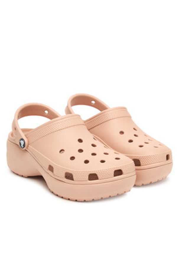 Crocs Klapki Classic Platform Clog 206750 Beżowy. Kolor: beżowy. Obcas: na platformie
