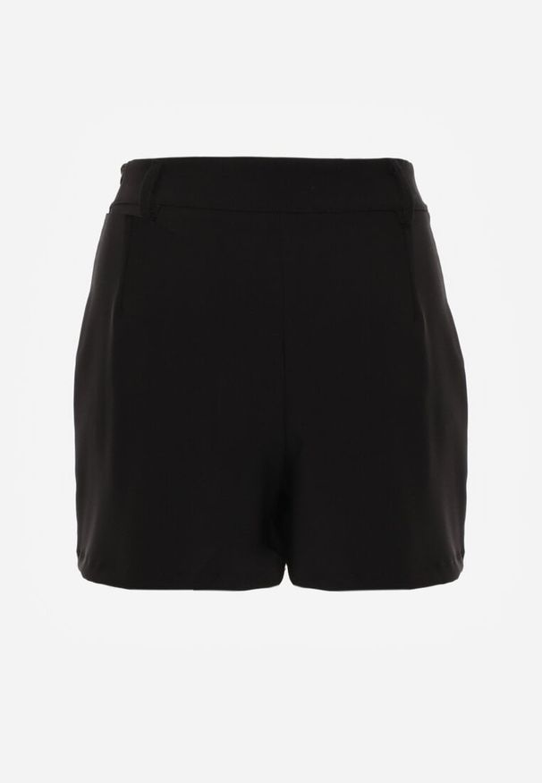 Renee - Czarne Asymetryczne Eleganckie Spódnico-Szorty High Waist Tinetha. Stan: podwyższony. Kolor: czarny. Styl: elegancki