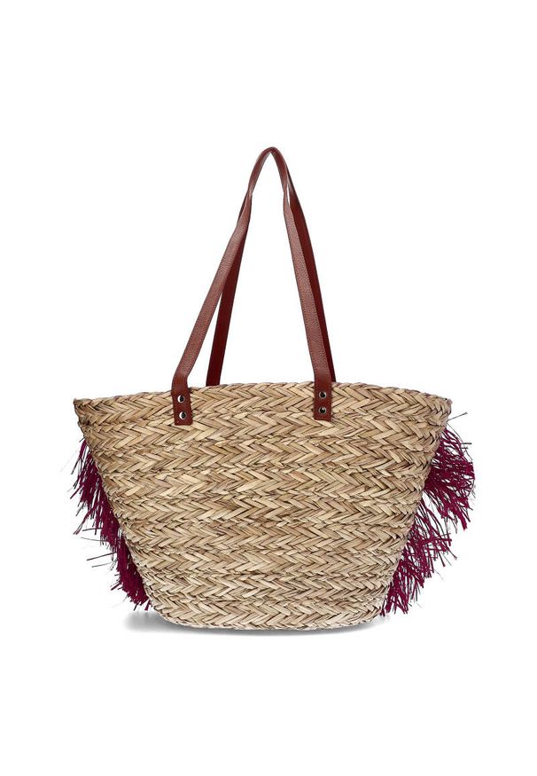 Sca'viola - Różowa Torebka Damska Sca'Viola Koszyk W Stylu Boho. Kolor: różowy. Wzór: aplikacja. Sezon: lato. Dodatki: z frędzlami. Materiał: skórzane. Styl: boho