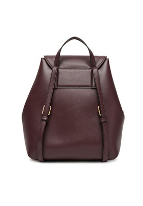 Calvin Klein Plecak Foil Logo Flap Backpack LV04F3297G Bordowy. Kolor: czerwony. Materiał: skóra