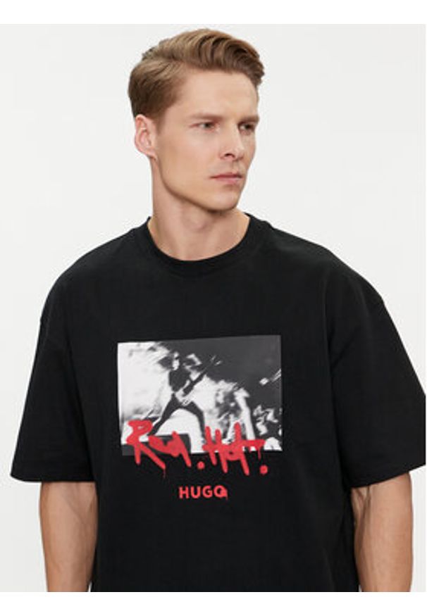 Hugo T-Shirt Domenade 50504871 Czarny Oversize. Kolor: czarny. Materiał: bawełna