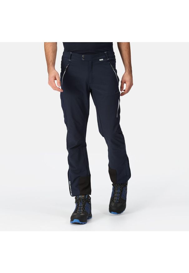 Regatta - Męskie spodnie trekkingowe górskie. Kolor: niebieski. Sezon: zima. Sport: turystyka piesza