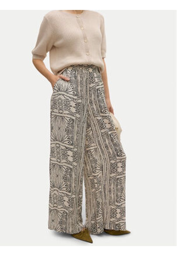 Vero Moda Spodnie palazzo Menny 10282478 Beżowy Wide Leg. Kolor: beżowy. Materiał: wiskoza