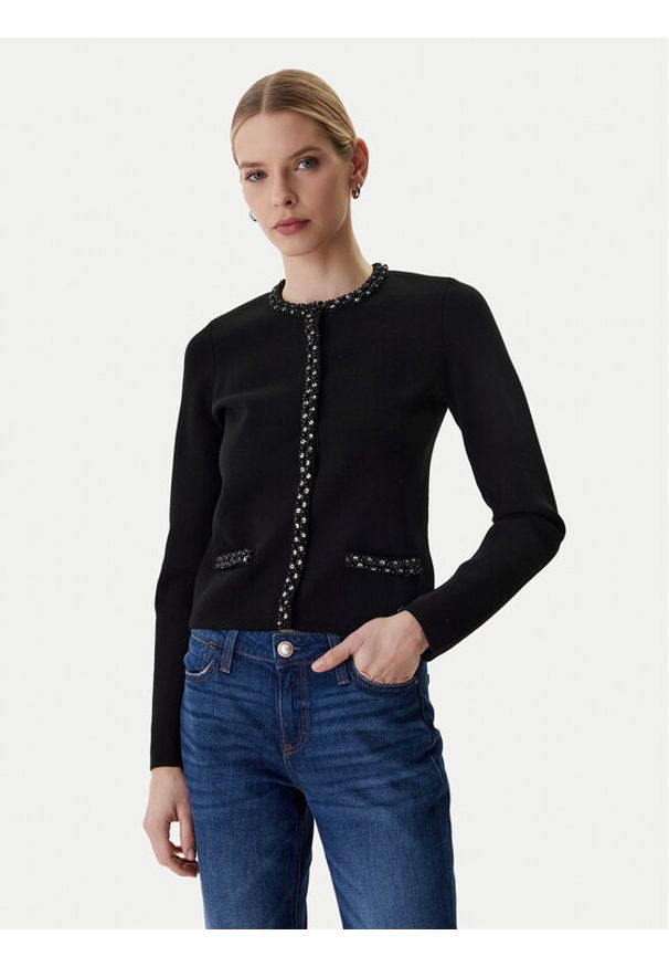 Guess Kardigan W6RR42 Z4422 Czarny Regular Fit. Kolor: czarny. Materiał: wiskoza
