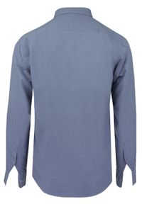 Lekka, Lniano Bawełniana Koszula Męska - Pako Jeans - Niebieska, Prosty Krój. Okazja: na co dzień. Typ kołnierza: button down. Kolor: niebieski. Materiał: bawełna, len. Styl: casual #7