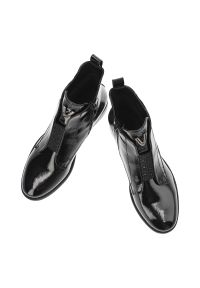 Czarne Botki S.Barski Ocieplane Obuwie Damskie. Okazja: na co dzień. Kolor: czarny. Materiał: materiał, lakier. Sezon: zima, jesień. Obcas: na obcasie. Styl: elegancki, casual. Wysokość obcasa: niski #6