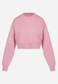 Born2be - Ciemnoróżowa Bluza Oversize Azaze. Kolor: różowy. Materiał: polar. Długość: krótkie. Wzór: gładki #3