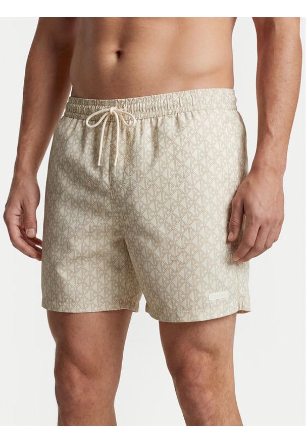 Calvin Klein Swimwear Szorty kąpielowe LV00N61027 Écru. Kolor: kremowy. Materiał: syntetyk