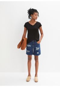 bonprix - T-shirt z czystej bawełny organicznej. Typ kołnierza: dekolt w serek. Kolor: czarny. Materiał: bawełna. Długość rękawa: krótki rękaw. Długość: krótkie. Styl: elegancki #3