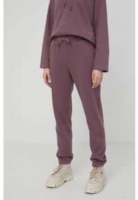 Tom Tailor spodnie damskie kolor fioletowy gładkie. Stan: podwyższony. Kolor: fioletowy. Materiał: dzianina, poliester. Wzór: gładki