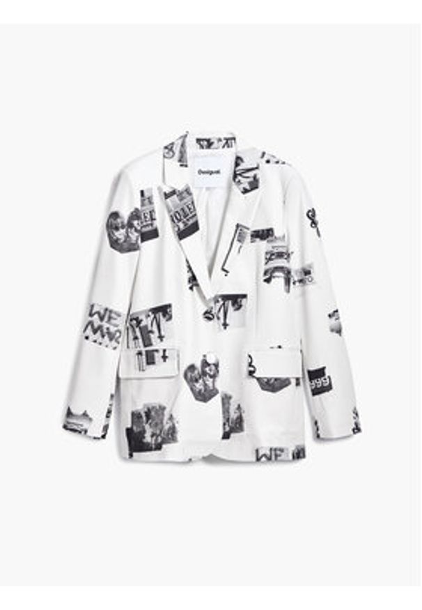 Desigual Marynarka 25SWEW15 Biały Regular Fit. Kolor: biały. Materiał: syntetyk