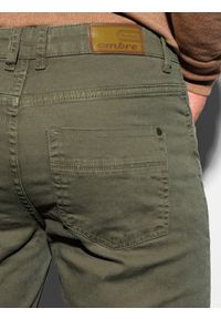 Ombre Clothing - Spodnie męskie w stylu chino - khaki P895 - L. Okazja: do pracy, na co dzień. Kolor: brązowy. Materiał: bawełna, tkanina, elastan. Styl: casual, klasyczny #4