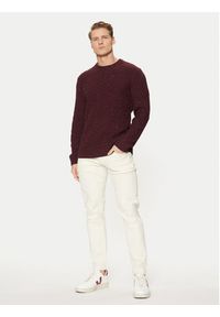 Tom Tailor Sweter 1044537 Bordowy Regular Fit. Kolor: czerwony. Materiał: syntetyk