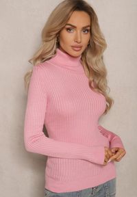 Renee - Ciemnoróżowy Klasyczny Golf Prążkowany Solrelia. Okazja: na co dzień, do pracy. Typ kołnierza: golf. Kolor: różowy. Materiał: prążkowany. Długość rękawa: długi rękaw. Długość: długie. Sezon: zima, jesień. Styl: klasyczny #5