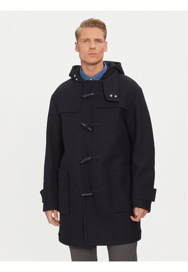 BOSS Płaszcz wełniany 50528188 Granatowy Regular Fit. Kolor: niebieski. Materiał: syntetyk