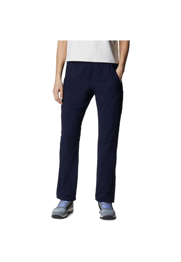 columbia - Damskie spodnie turystyczne Columbia Leslie Falls. Kolor: niebieski. Materiał: nylon, elastan. Sezon: lato. Sport: turystyka piesza