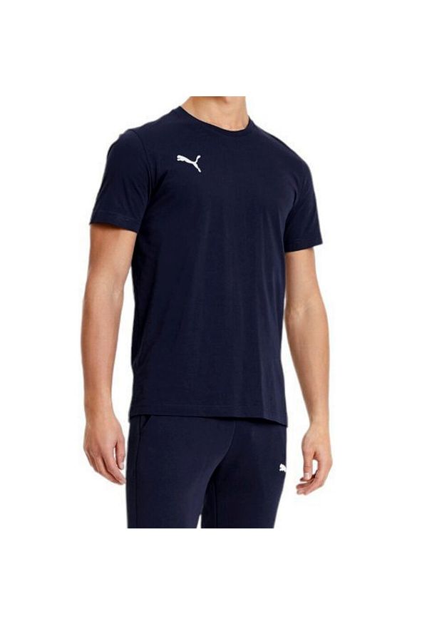 Puma - Koszulka męska sportowa granatowa logo PUMA. Kolor: niebieski. Sport: fitness