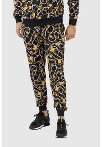 MOSCHINO Męskie spodnie dresowe w złote łańcuchy, Rozmiar L. Kolor: czarny. Materiał: dresówka #1
