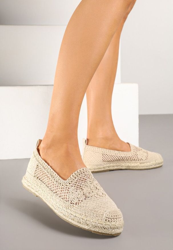 Born2be - Beżowe Szydełkowe Espadryle Vices na Podeszwie z Plecionki Jelseli. Okazja: na co dzień. Kolor: beżowy. Styl: klasyczny, casual, elegancki