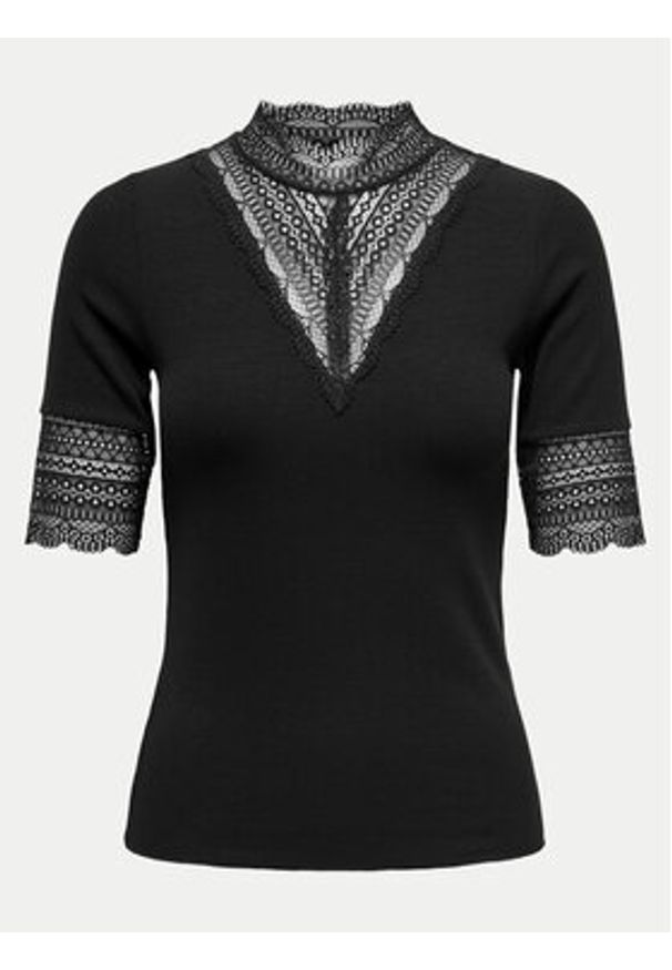 only - ONLY Bluzka Tilde 15335353 Czarny Slim Fit. Kolor: czarny. Materiał: wiskoza