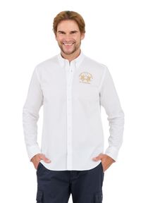 La Martina - LA MARTINA Biała męska koszula Poplin Stretch, Rozmiar M. Kolor: biały #2