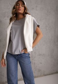 Renee - Szary T-shirt Basic Oversize z Bawełny Elusis. Okazja: na co dzień. Kolor: szary. Materiał: bawełna. Styl: casual, elegancki #3