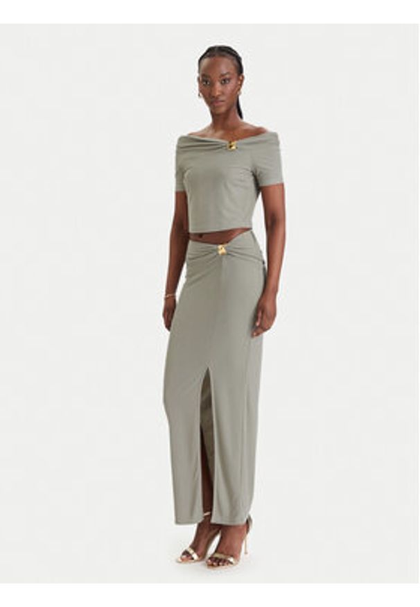 Guess Bluzka W6GP12 K2935 Khaki Regular Fit. Kolor: brązowy