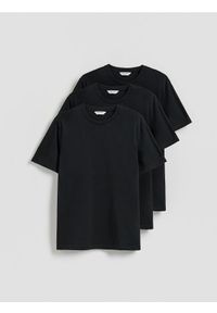 Reserved - T-shirt regular 3 pack - czarny. Kolor: czarny. Materiał: bawełna, dzianina