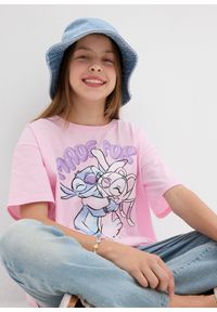 bonprix - Koszulka Disney Stitch z czystej bawełny. Kolor: różowy. Materiał: bawełna. Wzór: motyw z bajki #2