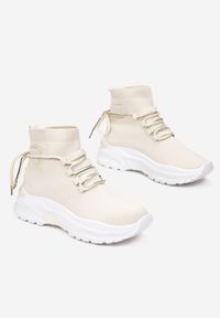 Born2be - Beżowe Sneakersy Kallissa. Wysokość cholewki: za kostkę. Zapięcie: bez zapięcia. Kolor: beżowy. Materiał: materiał. Szerokość cholewki: normalna #5