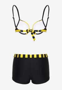 Renee - Żółto-Czarne Bikini Stanik z Usztywnionymi Miseczkami Majtki Typu Szorty z Paskiem Jomefia. Kolor: żółty #6