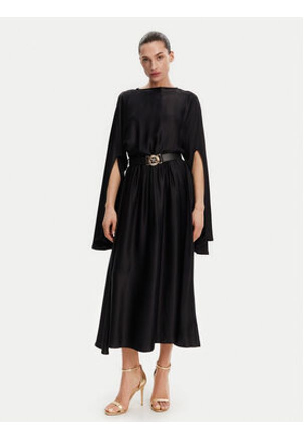 Guess Sukienka wieczorowa W5PK1L WHHB0 Czarny Regular Fit. Kolor: czarny. Materiał: satyna, wiskoza. Styl: wizytowy