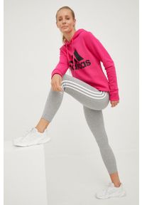 Adidas - adidas legginsy damskie kolor szary z nadrukiem. Kolor: szary. Materiał: materiał. Wzór: nadruk #4