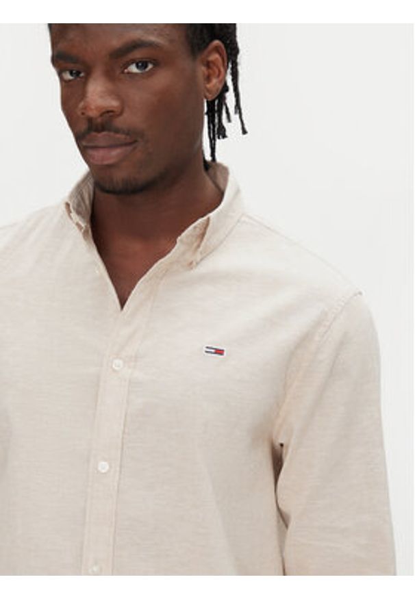 Tommy Jeans Koszula DM0DM20875 Beżowy Regular Fit. Kolor: beżowy. Materiał: bawełna