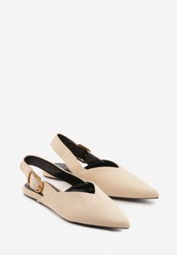 Born2be - Jasnobeżowe Sandały z Ozdobnym Wycięciem i Odkrytą Piętą Naitheis. Zapięcie: klamry. Kolor: beżowy. Materiał: jeans. Styl: elegancki #4