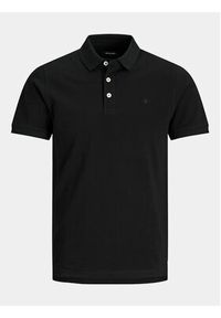 Jack & Jones - Jack&Jones Polo Paulos 12136668 Czarny Slim Fit. Typ kołnierza: polo. Kolor: czarny. Materiał: bawełna