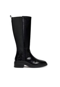 TOMMY HILFIGER - Tommy Hilfiger Kozaki Th Minimal Abrasivato Long Boot FW0FW08979 Czarny. Kolor: czarny. Materiał: skóra